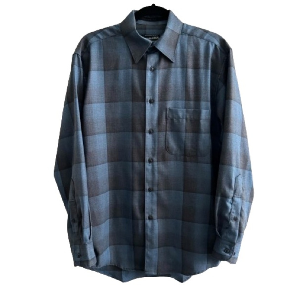 Pendleton Zephyr Shirt Fine Worsted Wool Blue Plaid Long Sleeve Fall Winter